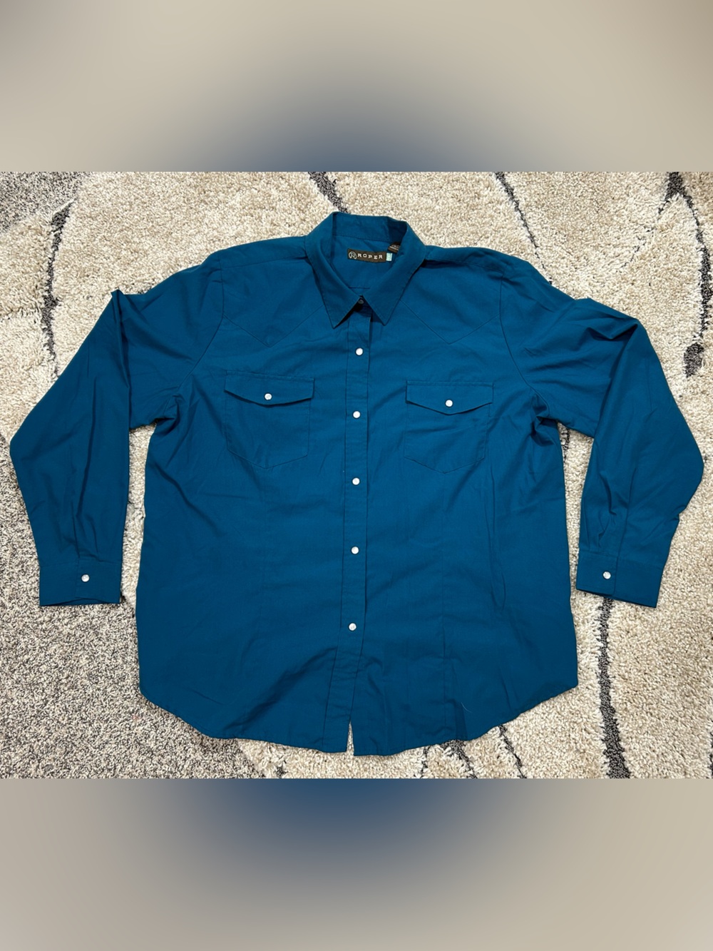 Women’s Roper Teal Pearl Snap.Shirt - Classic Long Sleeve Size 1X